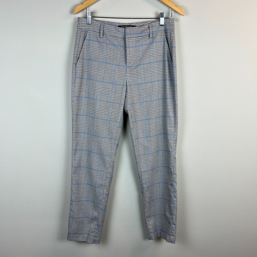 Liverpool‎ Pants Womens 4 Beige Plaid Trouser Preppy Stretch Knit Career Office